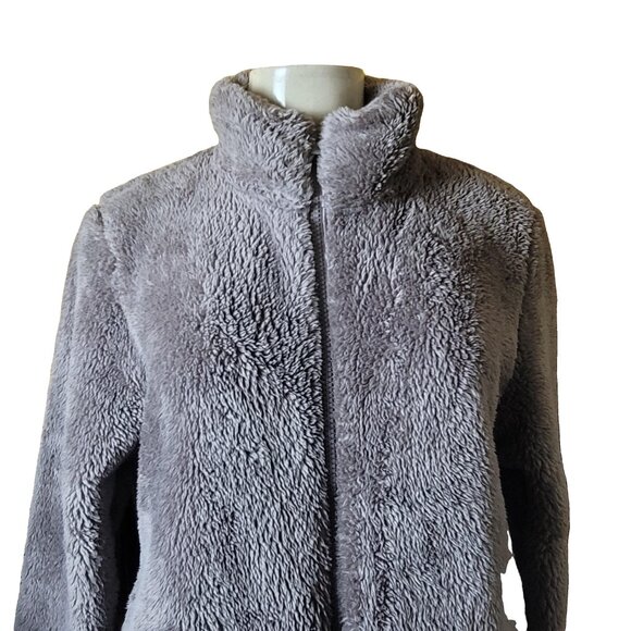 Uniqlo Full Zip Gray Deep Pile Sherpa Fleece Jacket Women’s S - Picture 2 of 7